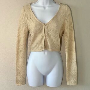 NWOT Mahina Cream Knit Preppy Coquette Cottagecore Feminine Cardigan M Academic